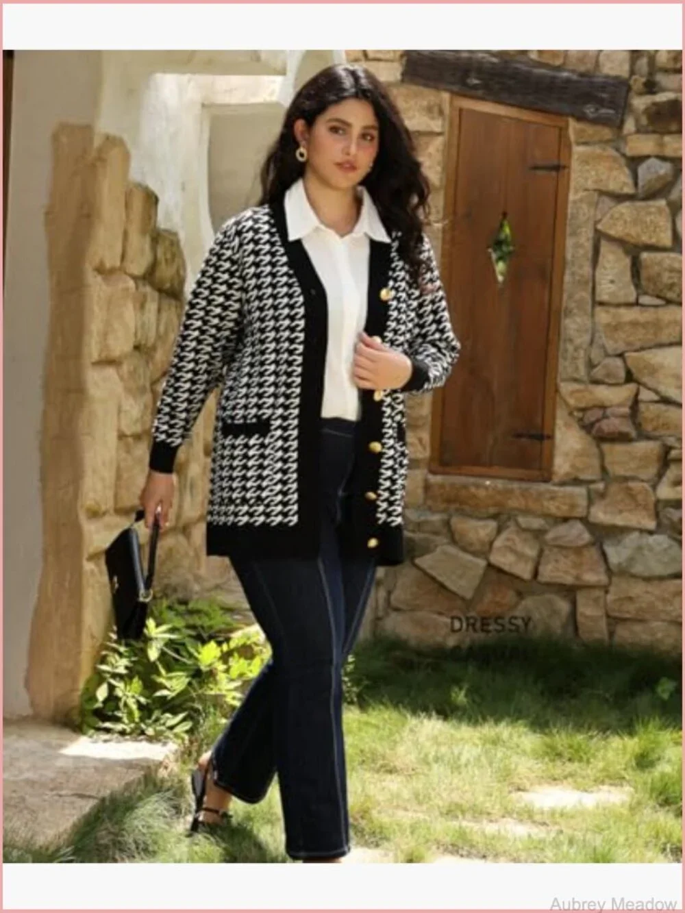 Plus Size Open Front Cardigan Sweater Coat Long Sleeve Button Up